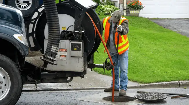 Technician using specialized drainage equipment for sewer line cleaning and foundation protection in Fresno, CA